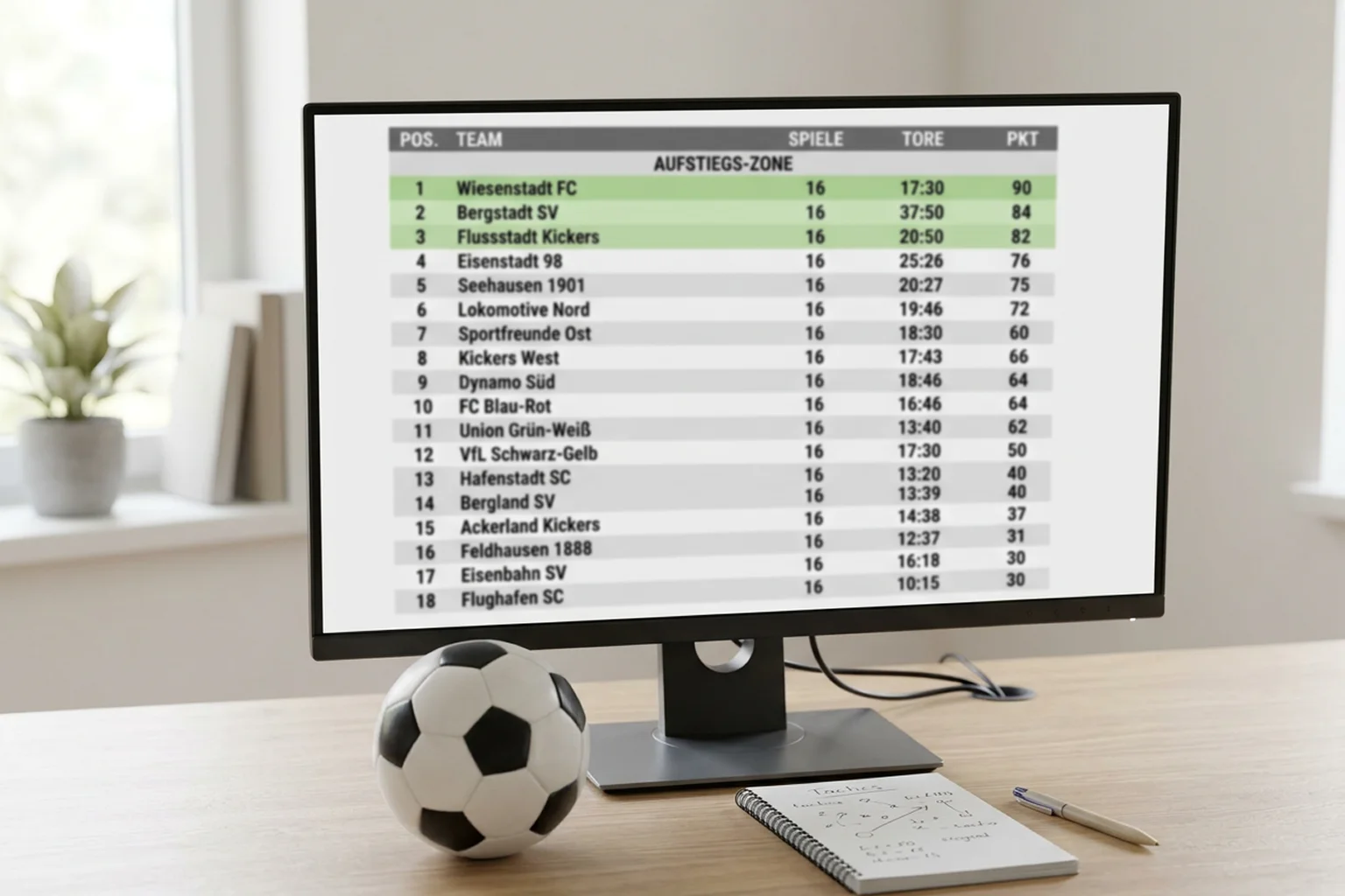 Tabelweergave 2. Bundesliga met promotieplekken en marktcijfers