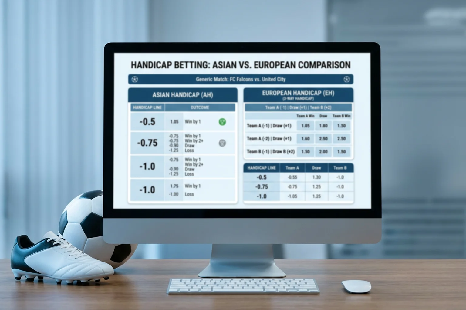 Vergelijkende weergave van Aziatische en Europese handicap-lijnen voor Bundesliga-wedstrijden